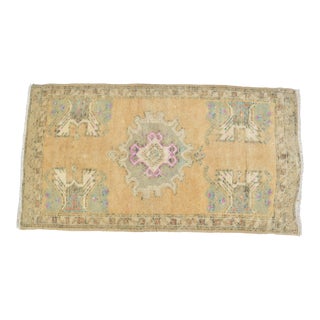 1960s Oushak Hand Knotted Tribal Turkish Mini Rug For Sale