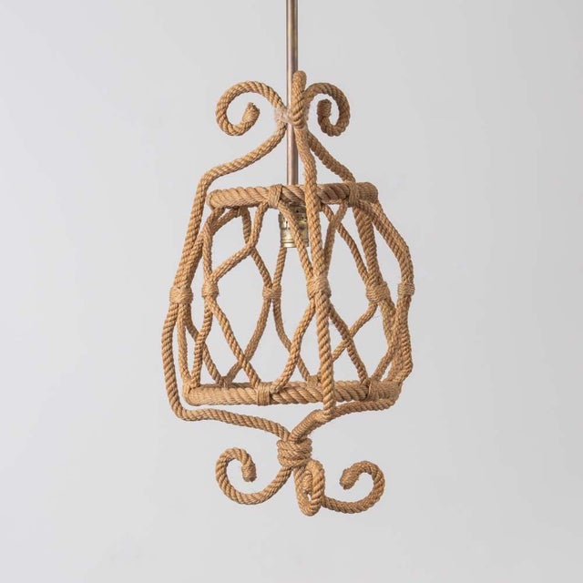 Adrien Audoux and Frida Minet 1960s Audoux Minet French Rope Lantern Pendant For Sale - Image 4 of 14