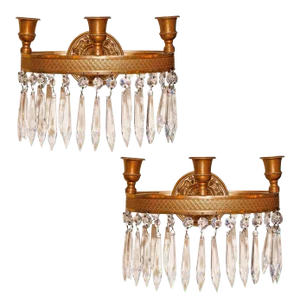Antique French Empire Style Bronze and Crystal Wall Sconces - A Pair