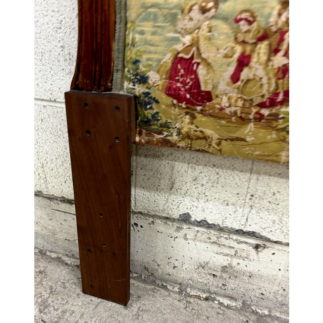 Late 20th Century Vintage Louis XV Style Upholstered Twin Size Toile Tapestry Cushioned Headboard For Sale - Image 5 of 8