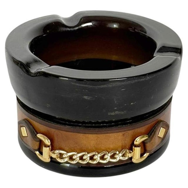 Vintage Glass and Brass Ashtray, France, 1970s For Sale - Image 10 of 10