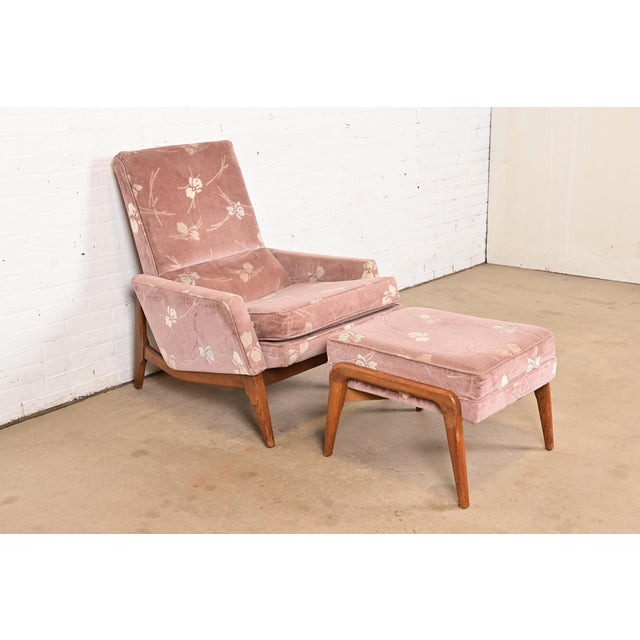 Lawrence Peabody for Richardson Nemschoff Mid-Century Modern Upholstered Lounge Chair With Ottoman, 1960s For Sale - Image 12 of 12