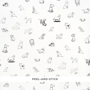 SAMPLE - Schumacher x The New Yorker Good Dogs Everywhere Peel & Stick Wallpaper In Black & White
