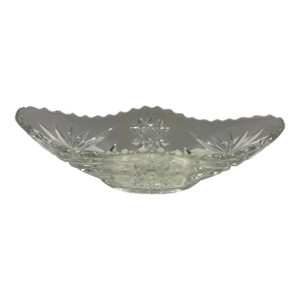 American Pressed Glass Oval Celery or Relish Dish, Starburst Pattern, Circa 1930s–1950s