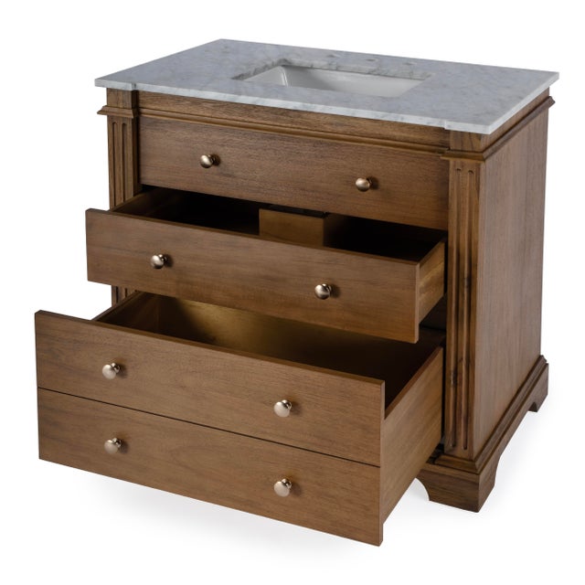 Spritely Home Accent Furniture Hanson 36" Single Sink Bathroom Vanity Set, Brown For Sale - Image 4 of 9
