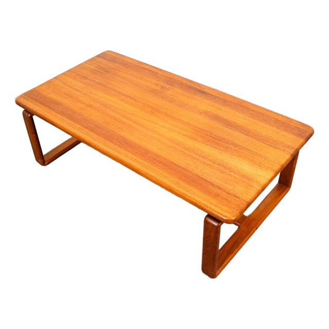 Mid Century Danish Modern Coffee Table Solid Teak Kd Denmark Large Wide Planked For Sale