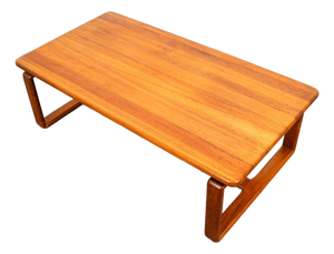 Mid Century Danish Modern Coffee Table Solid Teak Kd Denmark Large Wide Planked