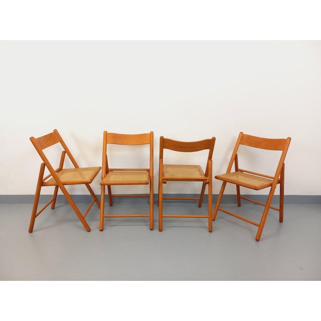 Vintage Folding Chairs in Beech Wood and Caning from Habitat, 1980s, Set of 4 For Sale - Image 12 of 18
