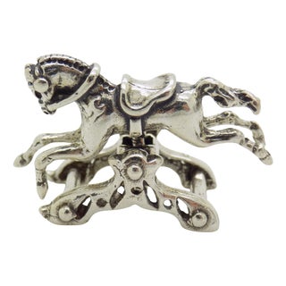 Vintage Italian Handmade Silver Rocking Toy Horse Miniature, Tuscany, Italy, 1980s For Sale