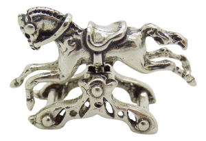 Vintage Italian Handmade Silver Rocking Toy Horse Miniature, Tuscany, Italy, 1980s