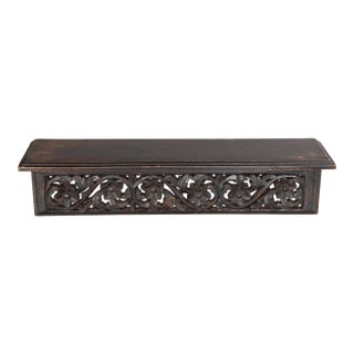 Vintage English Carved Oak Floral Wall Bracket Shelf For Sale