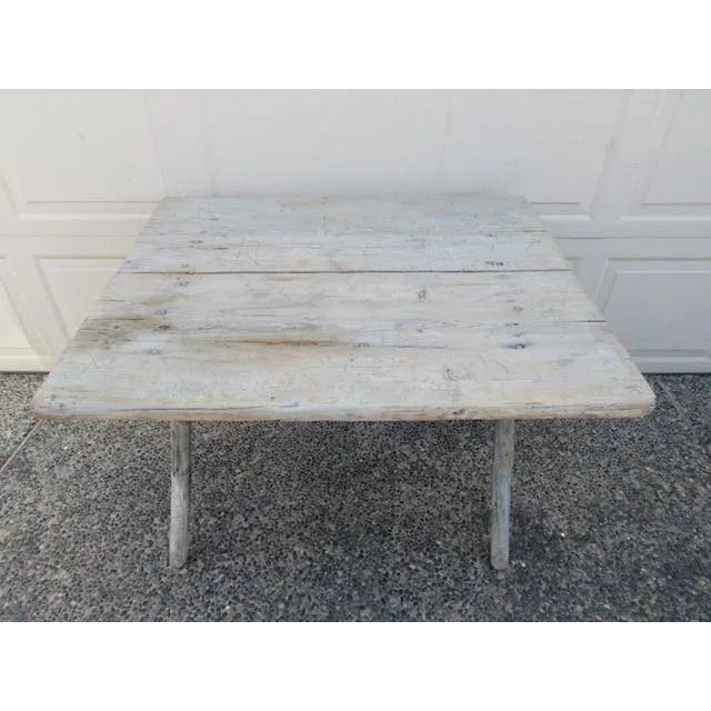 Antique Primitive Painted Rustic French Folk Art Table For Sale - Image 9 of 11