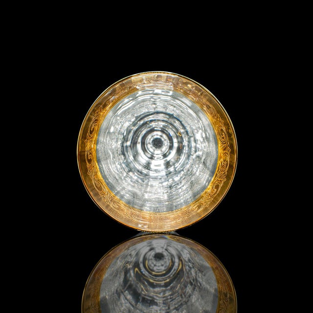 Transparent Set of 12 Vintage Champagne Flutes, Continental, Wine Glass, Gold Leaf, c.1980 For Sale - Image 8 of 10