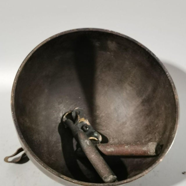Vintage Tibetan Bronze Temple Bell With Leather Hanging Strap, Asian Meditation Decor For Sale - Image 10 of 10