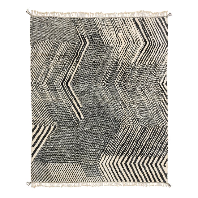Large Abstract Hand-Knotted Wool Rug by Azele Studio For Sale