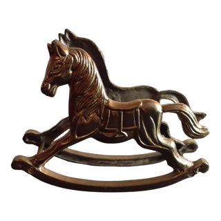 1970s Solid Brass Rocking Horse Napkin Holder For Sale