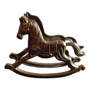 1970s Solid Brass Rocking Horse Napkin Holder