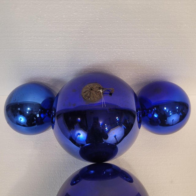 Blue Late 19th Century Indigo Blue Spheres in Eglomisé Glass, France, 1930s, Set of 4 For Sale - Image 8 of 18