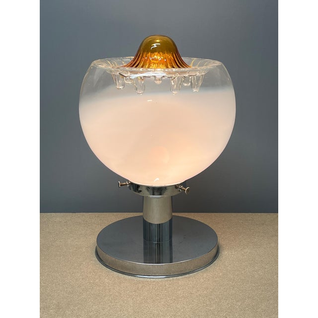 Glass Table Lamp in Opal Glass attributed to Toni Zuccheri for Mazzega For Sale - Image 7 of 7
