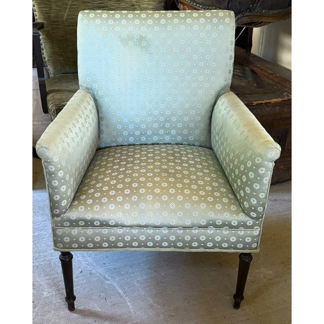 English Regency Deep Seated Howard and Sons Style Library Arm Chair For Sale - Image 3 of 10