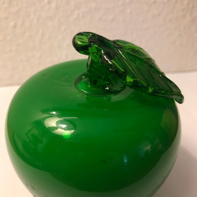 Green Glass Apple Paper Weight For Sale In Houston - Image 6 of 7