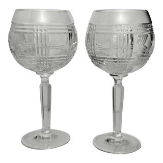 Vintage Birdbath Ralph Lauren Glen Plaid Goblets - A Pair For Sale