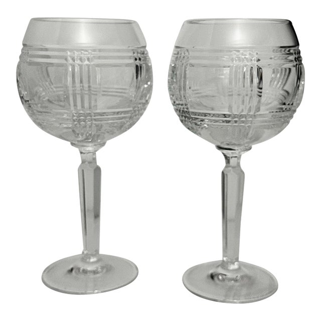 Vintage Birdbath Ralph Lauren Glen Plaid Goblets - A Pair For Sale