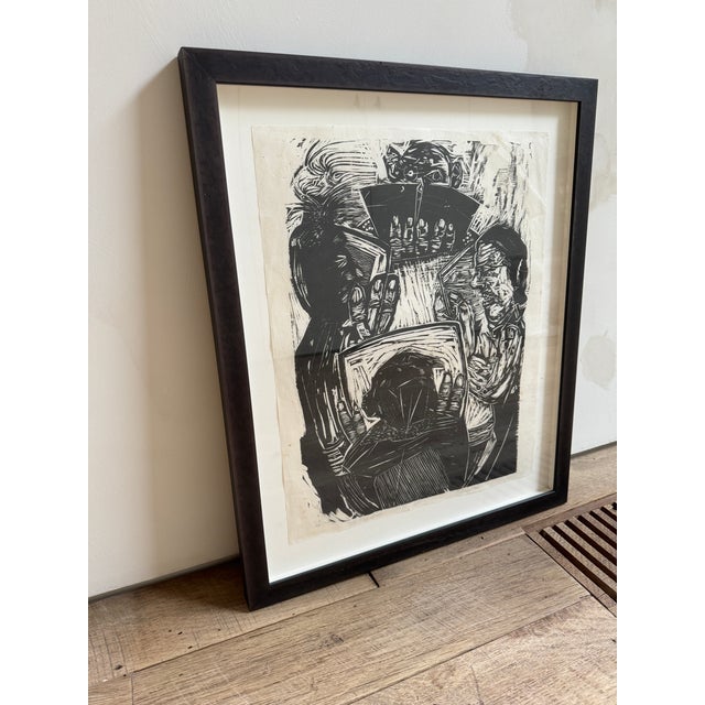 Abstract Vintage Abstract Figures Original Woodcut Print For Sale - Image 3 of 12