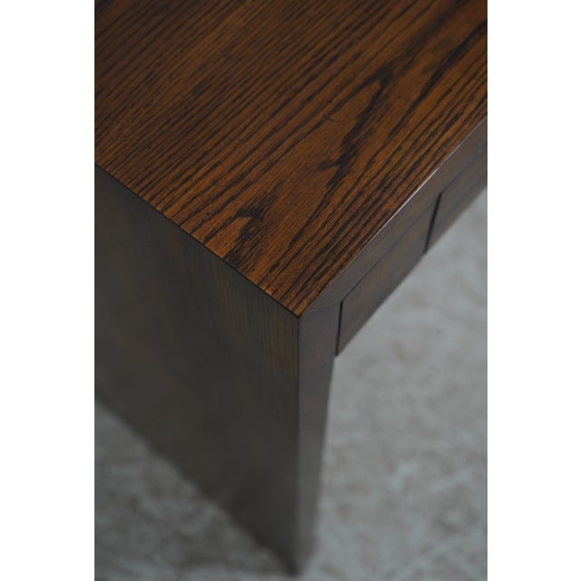 Henredon Oak Campaign Style 1 Drawer Writing Desk For Sale - Image 10 of 18