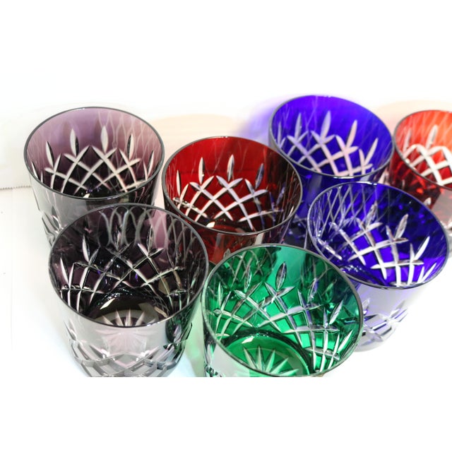 Glass Mid-Century Cut to Clear Ajka Arabella Crystal Whiskey Glasses- Set of 7 For Sale - Image 7 of 7