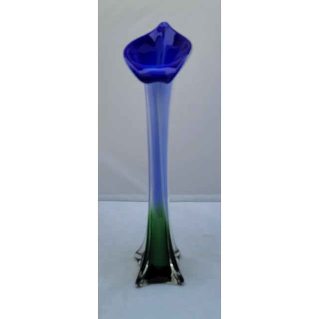 1960s Jack in the Pulpit Cobalt Blue and Emerald Green Vase Chairish