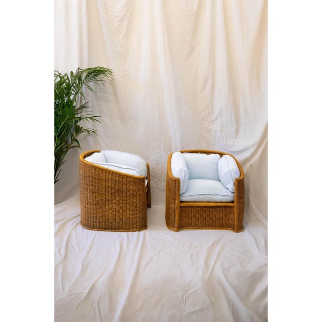 Woven Wicker Armchairs attributed to Vivai Del Sud, 1970s, Set of 2 For Sale - Image 6 of 10