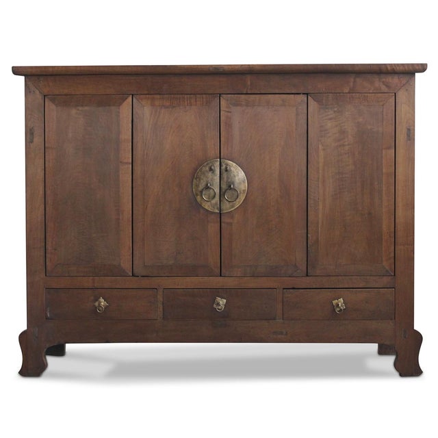 Wood Large Walnut Storage Cabinet For Sale - Image 7 of 7