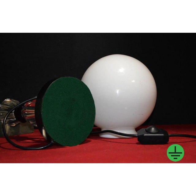 Metal Art Deco Faceted Glass Column Table Lamp with Opaline Shade, 1940s For Sale - Image 7 of 18