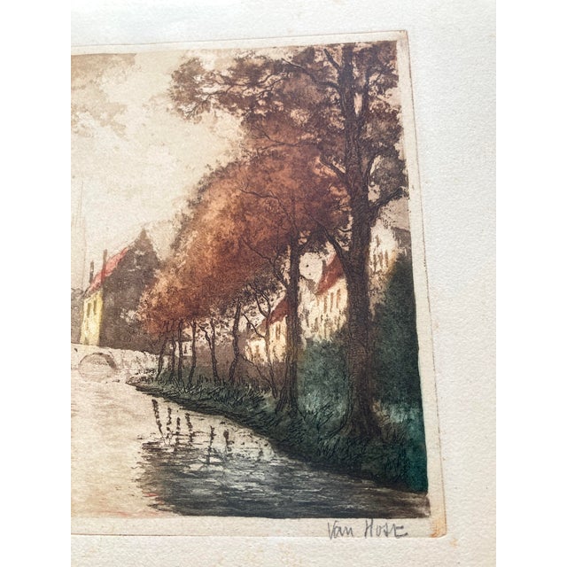 Printmaking Materials Vintage Landscape Prints of Brugge Belgium by Van Host - A Pair For Sale - Image 7 of 15