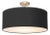 Stretch Semi Flush Mount, Black Linen Shade, Weathered Brass For Sale