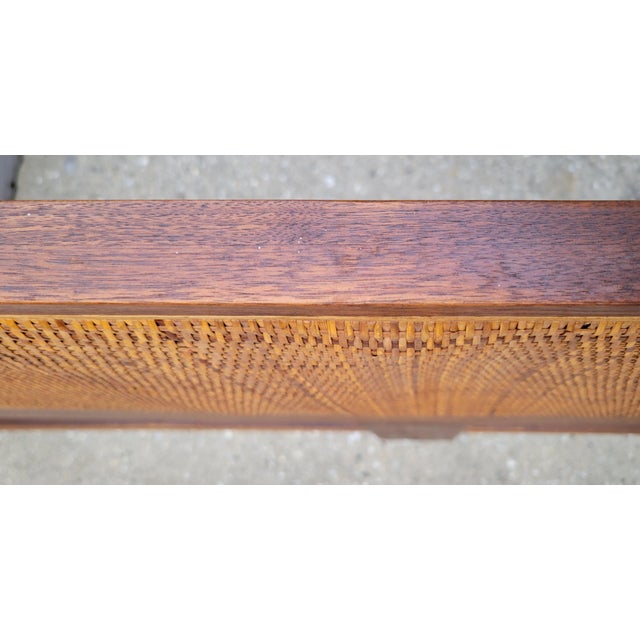 Brown 1960s King Walnut Headboard With Full Width Cane Insert in the Style of Jack Cartwright For Sale - Image 8 of 13