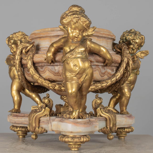 Bronze H. Journet & Cie 19th Century French Ormolu Bronze & Oynx Centerpiece For Sale - Image 8 of 16