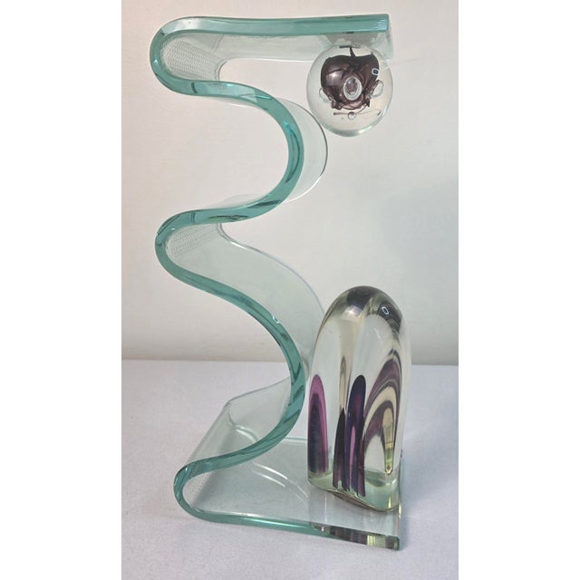 1990s Vintage Steven Brewster Signed Postmodern Studio Art Glass Ribbon Sculpture "Meltdown" For Sale - Image 5 of 13
