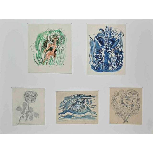 Modern Jean Gabriel Daragnès, Compositions, Ink & Watercolor, Early 20th Century For Sale - Image 3 of 3