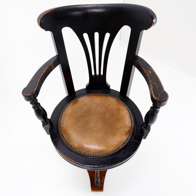 Antique Black Stained Oak Chair For Sale - Image 6 of 16