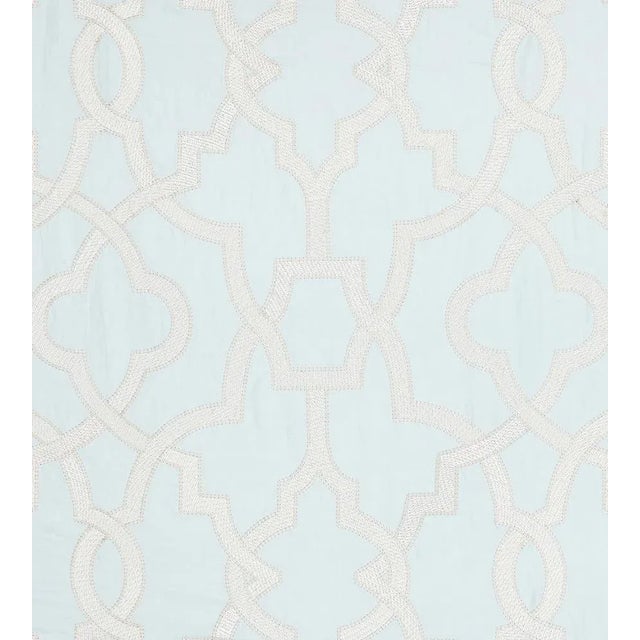 The House of Scalamandré Damascus Embroidery Fabric, Blue Mist For Sale