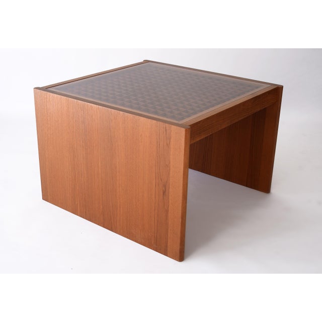 Wood Vintage Danish Komfort Lattice Pattern Teak and Glass Coffee Table & Side Table Set For Sale - Image 7 of 12