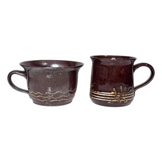 Studio Ceramic Mugs by Helma Klett, Germany, 1980s, Set of 2 For Sale