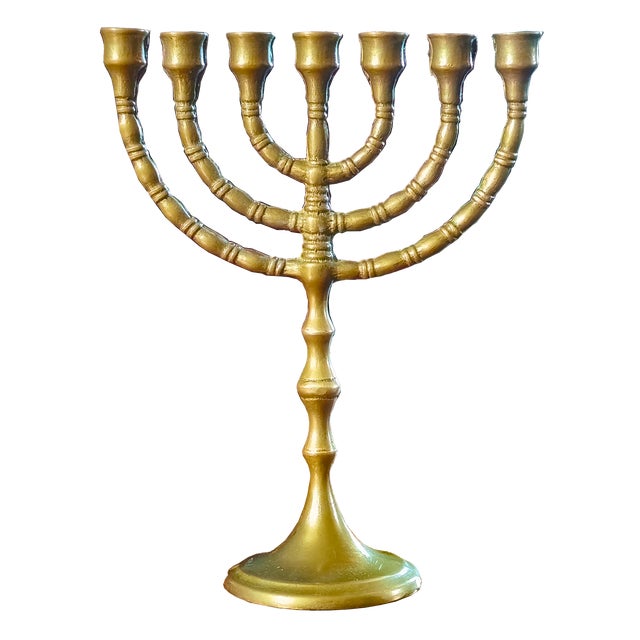 Bronze 7-Branched Menorah Candelabra, Israel, 1960s For Sale - Image 17 of 17