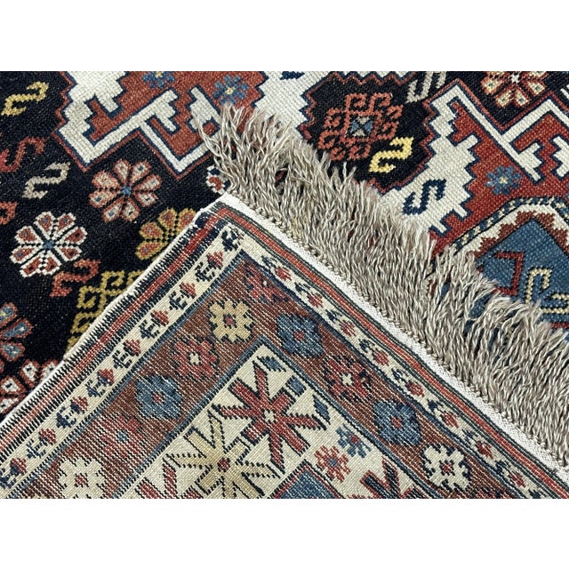 Late 19th Century Antique Caucasian Lezgi Rug 3'10" X 4’11" For Sale - Image 5 of 6