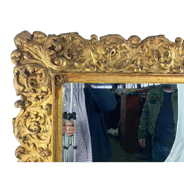 Large 19th Century Carved Giltwood Mirror For Sale - Image 4 of 7