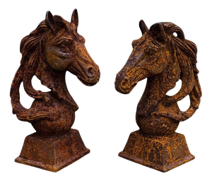 Large Cast Iron Horse Heads, Set of 2
