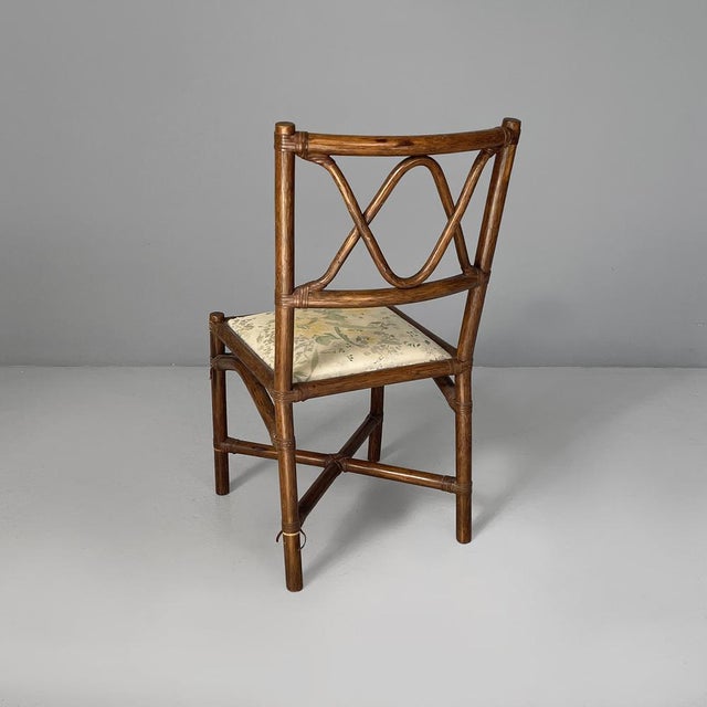 20th Century Italian Chair in Rattan and Floral Fabric, 1890s For Sale - Image 4 of 18