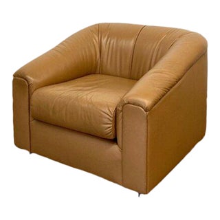 1980s Cognac Leather Lounge Chair For Sale